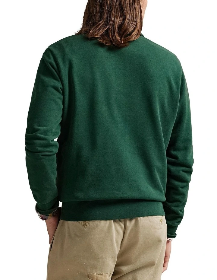 Loopback Fleece Collared Sweatshirt in Green image 2