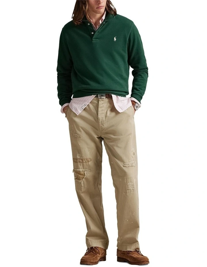 Loopback Fleece Collared Sweatshirt in Green image 3
