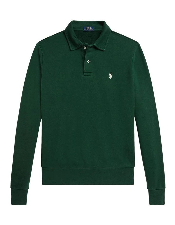 Loopback Fleece Collared Sweatshirt in Green image 4