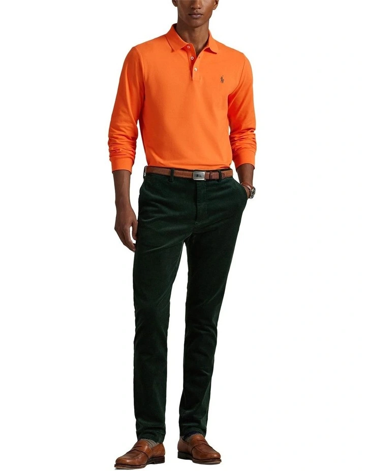 Custom Slim Fit Stretch Mesh Polo Shirt in Orange image 3