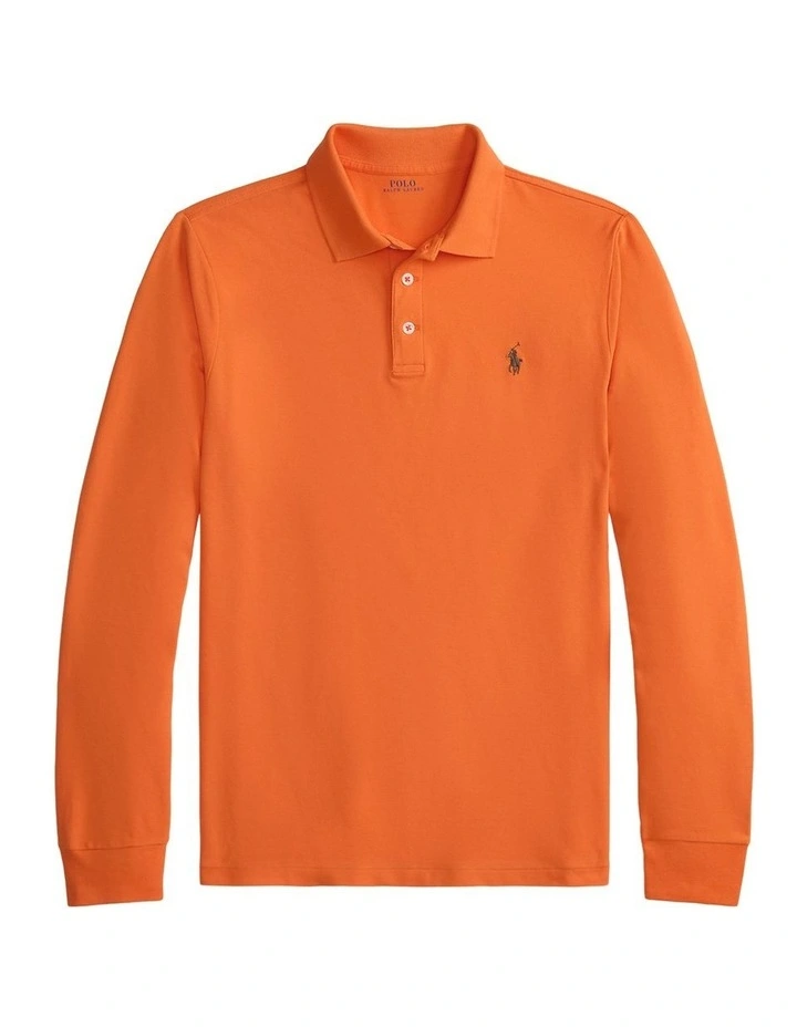 Custom Slim Fit Stretch Mesh Polo Shirt in Orange image 4