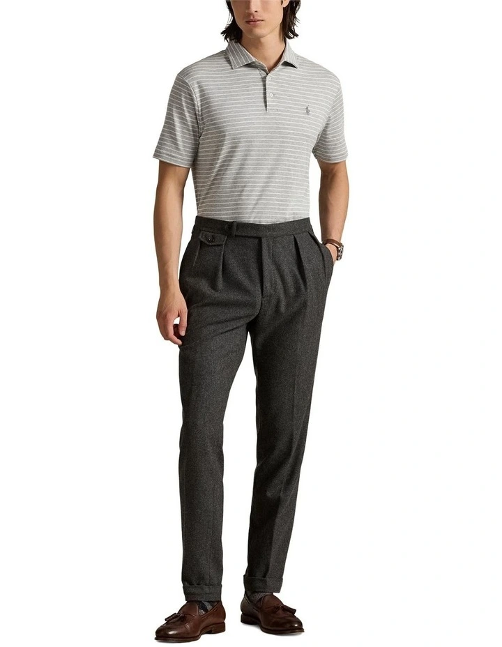 Custom Slim Fit Striped Soft Cotton Polo in Grey image 3