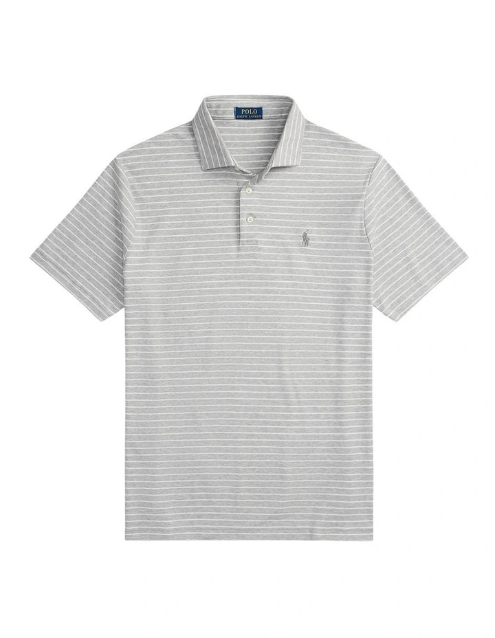 Custom Slim Fit Striped Soft Cotton Polo in Grey image 4