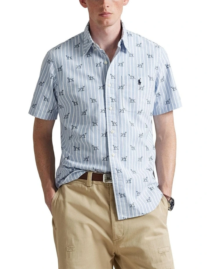 Classic Fit Striped Print Shirt in Blue image 1