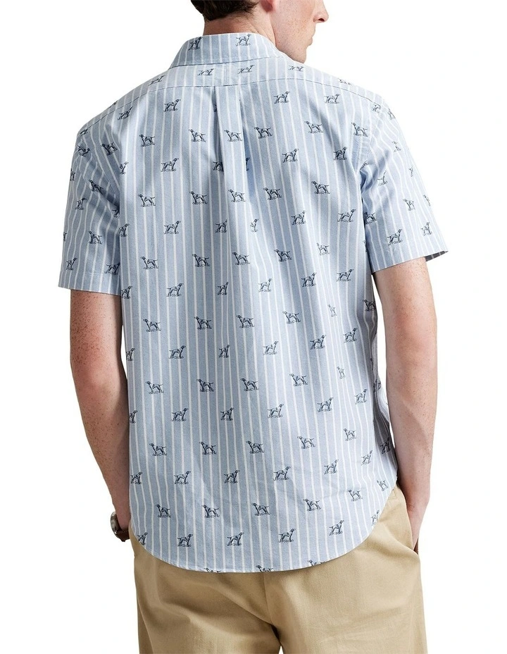 Classic Fit Striped Print Shirt in Blue image 2