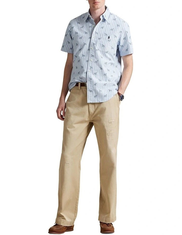 Classic Fit Striped Print Shirt in Blue image 3