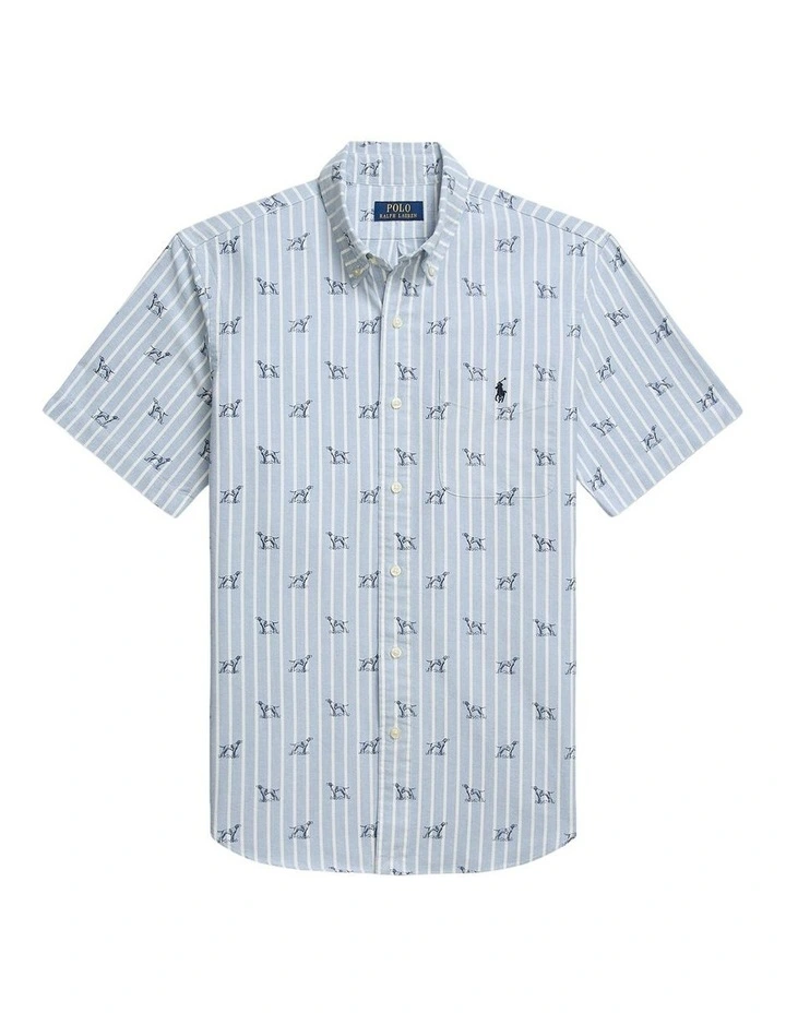 Classic Fit Striped Print Shirt in Blue image 4