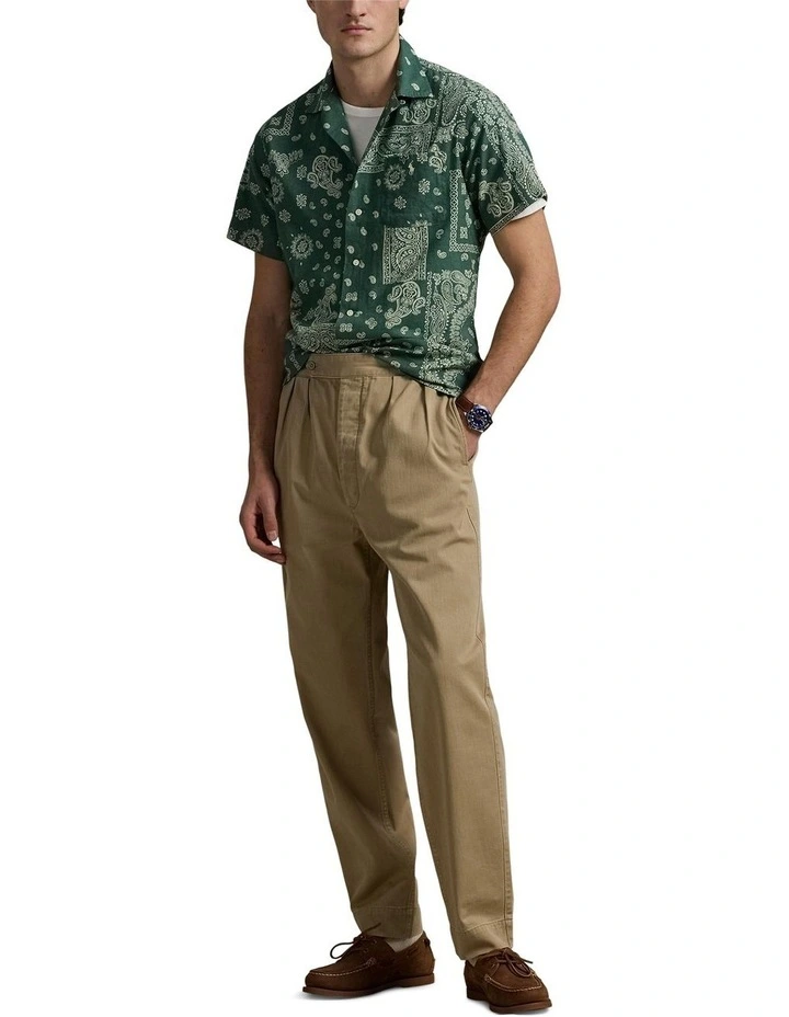 Classic Fit Bandanna Print Camp Shirt in Green image 3