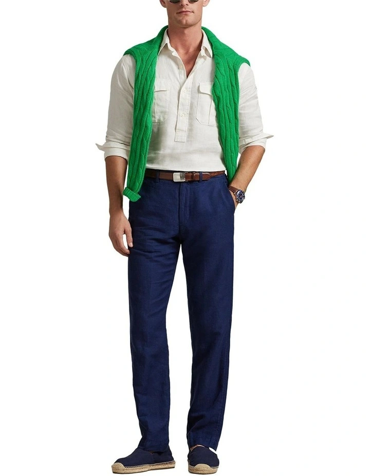 Straight Fit Houndstooth Twill Pant in Blue image 3