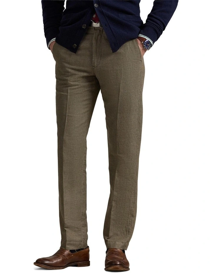 Straight Fit Houndstooth Twill Pant in Brown image 1