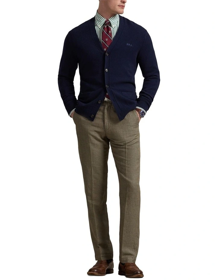 Straight Fit Houndstooth Twill Pant in Brown image 3