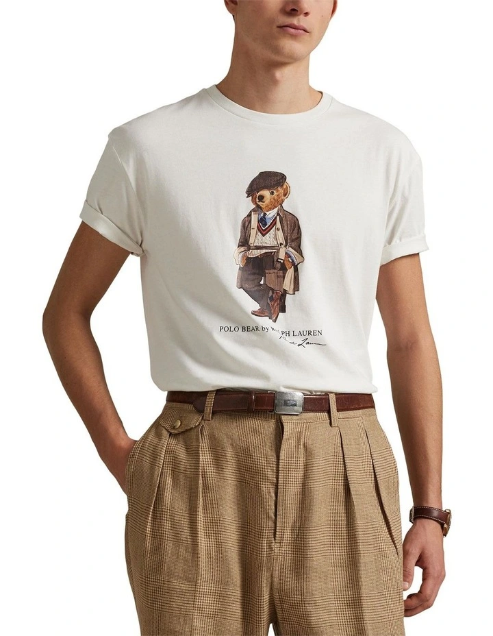 Classic Fit Polo Bear Jersey T-shirt in White image 1