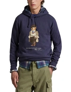 Polo Bear Fleece Hoodie in Blue