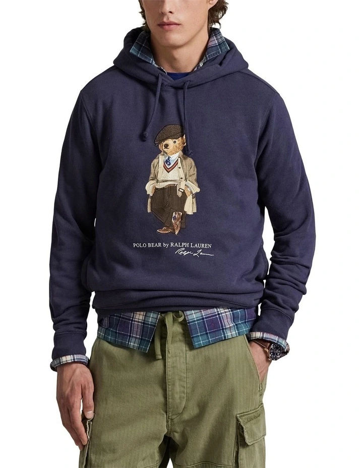 Polo Bear Fleece Hoodie in Blue image 1