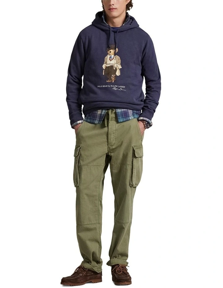 Polo Bear Fleece Hoodie in Blue image 3