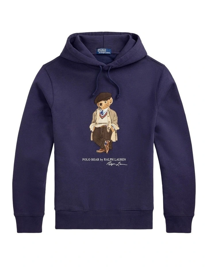 Polo Bear Fleece Hoodie in Blue image 4