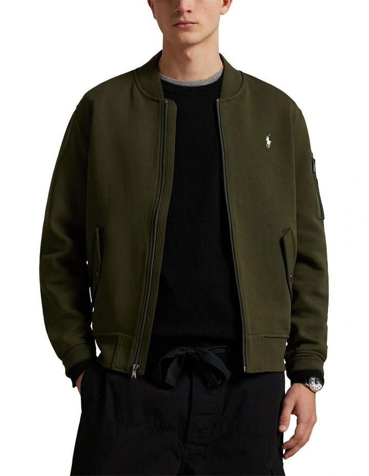 Double-Knit Flight Jacket in Green image 1