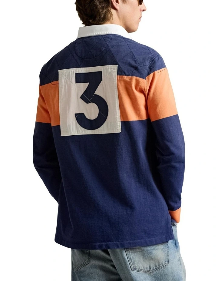 Classic Fit Embroidered Rugby Shirt in Blue image 2