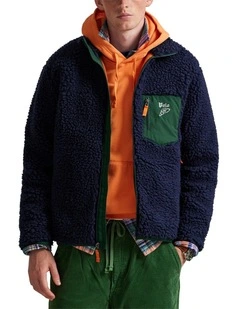 Logo Pile Fleece Jacket in Blue