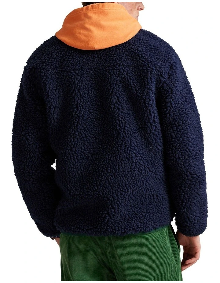 Logo Pile Fleece Jacket in Blue image 2