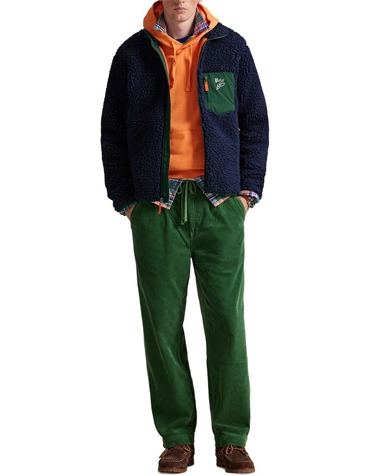 Logo Pile Fleece Jacket in Blue image 3