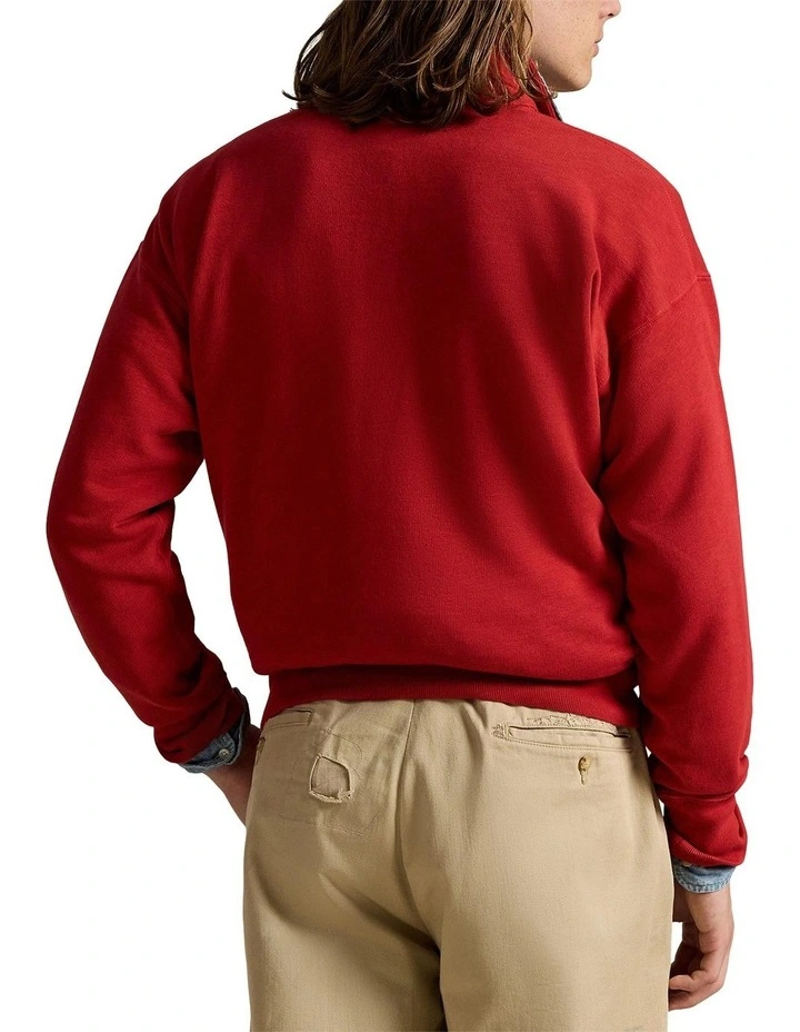 Vintage Fit USA Collared Sweatshirt in Red image 2