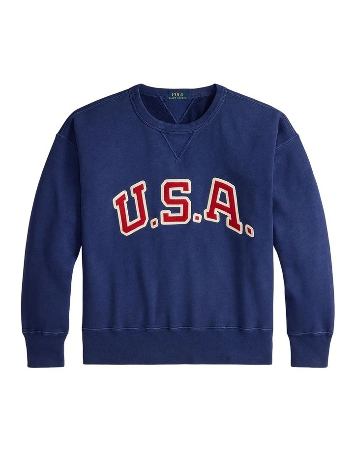 Vintage Fit USA Crewneck Sweatshirt in Blue image 4