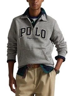 Logo Fleece Quarter-Zip Sweatshirt in Grey