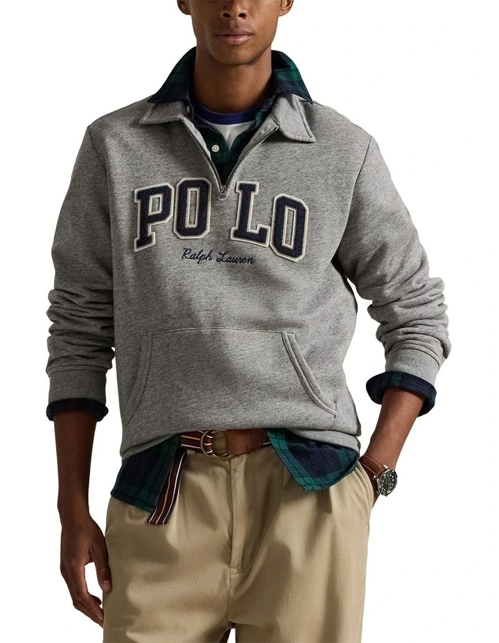 Logo Fleece Quarter-Zip Sweatshirt in Grey image 1