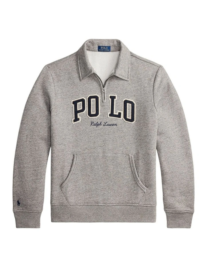Logo Fleece Quarter-Zip Sweatshirt in Grey image 4