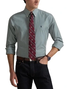 Classic Fit Striped Poplin Shirt in Green