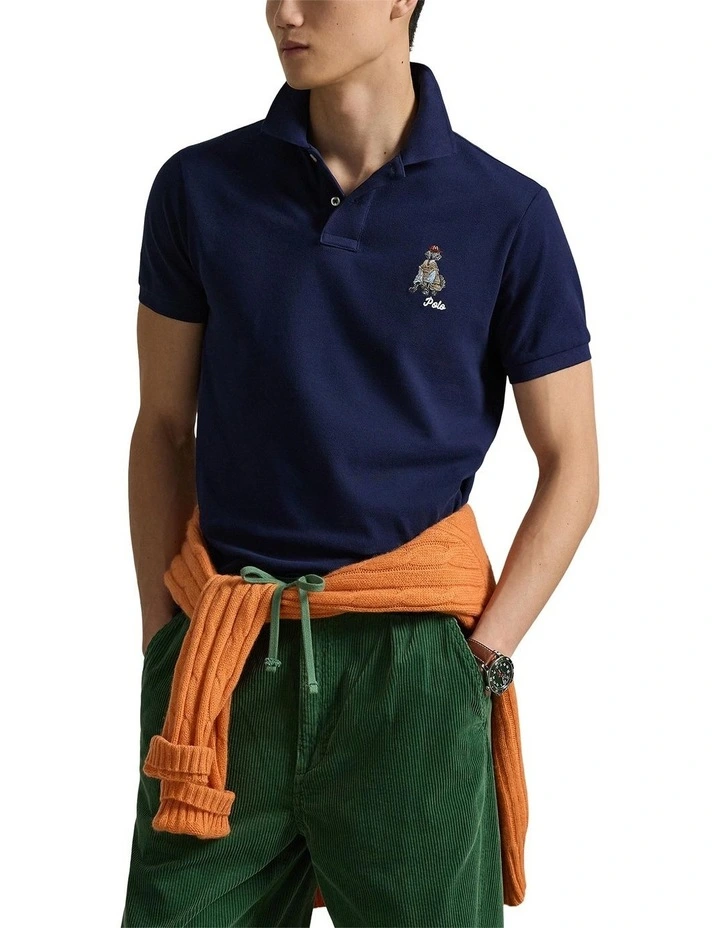 Custom Slim Fit Embroidered Polo in Blue image 1