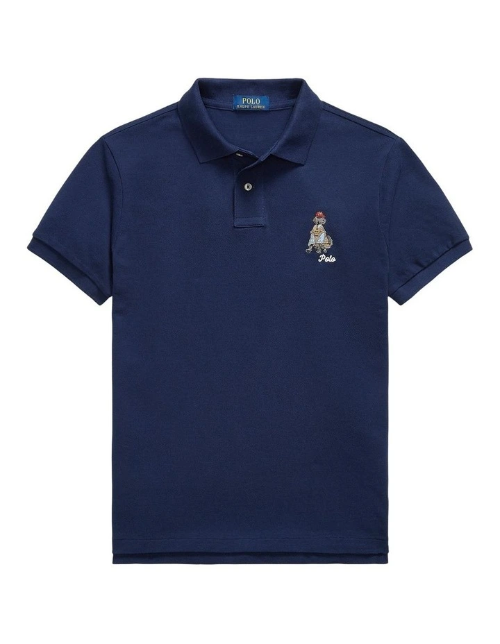 Custom Slim Fit Embroidered Polo in Blue image 4
