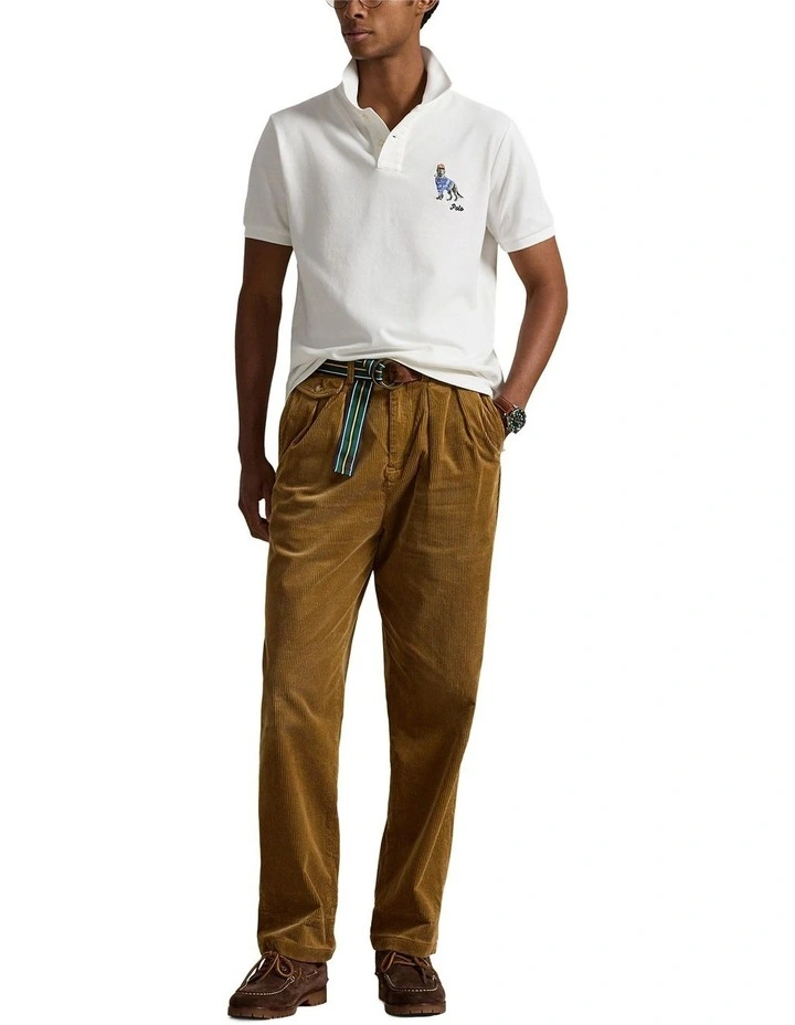 Custom Slim Fit Dog-Embroidered Polo in White image 3