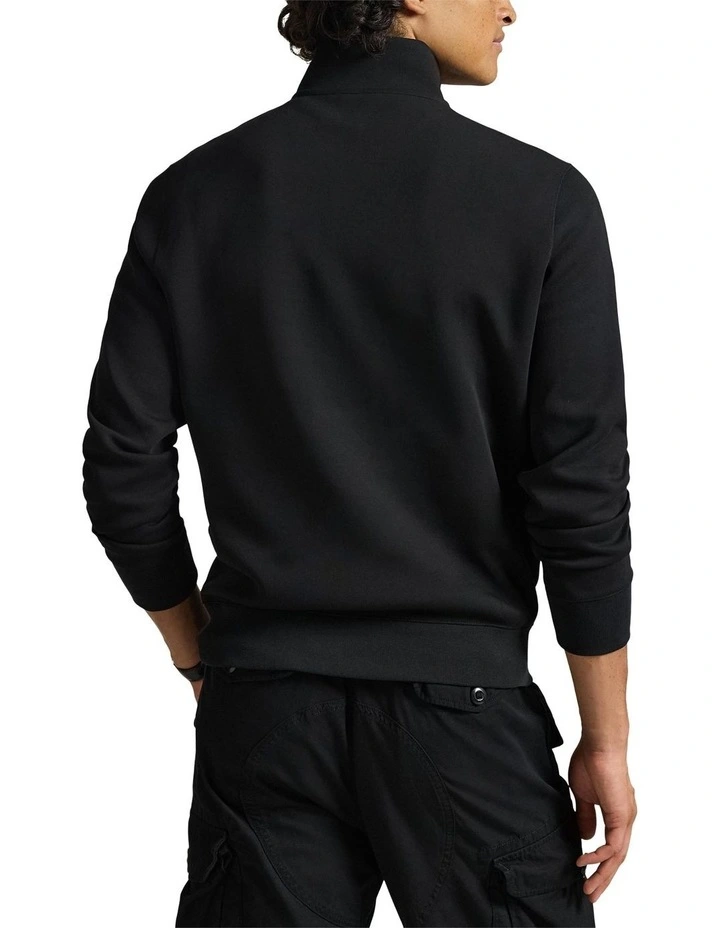 Double-Knit Quarter-Zip Pullover in Black image 2