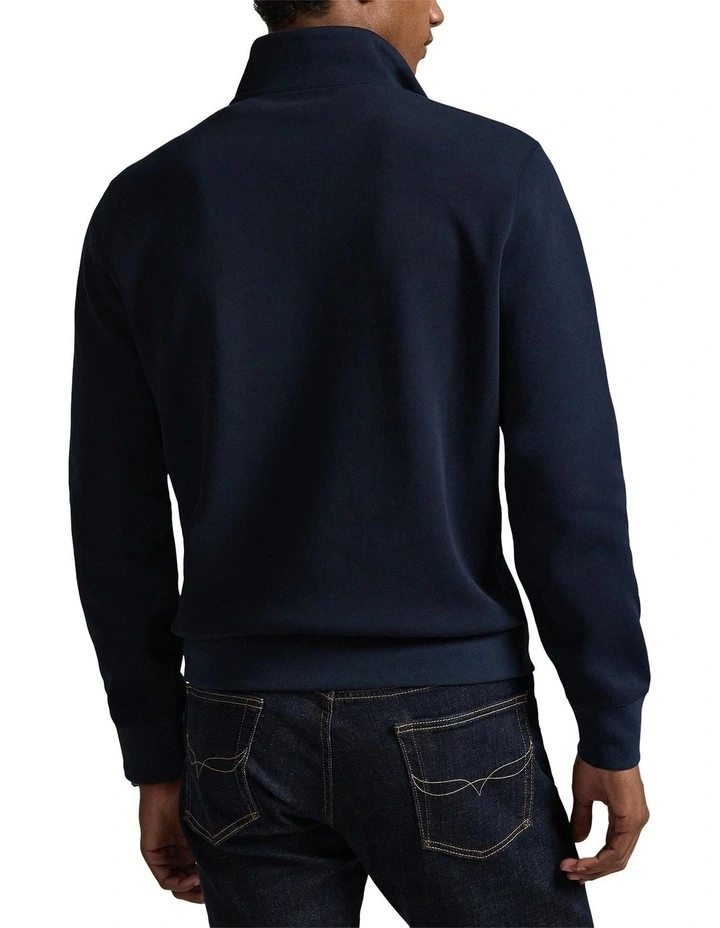 Double-Knit Quarter-Zip Pullover in Blue image 2