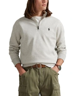 Double-Knit Quarter-Zip Pullover in Grey