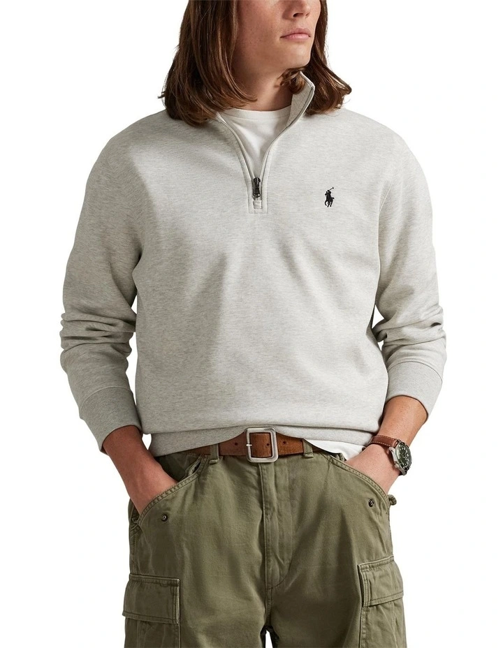 Double-Knit Quarter-Zip Pullover in Grey image 1