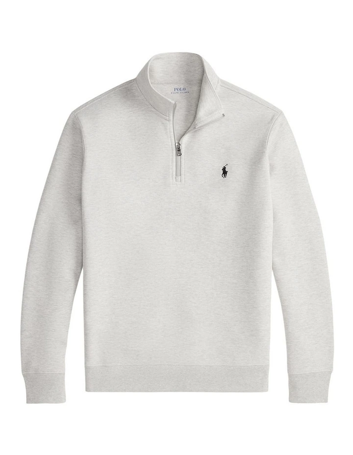 Double-Knit Quarter-Zip Pullover in Grey image 4