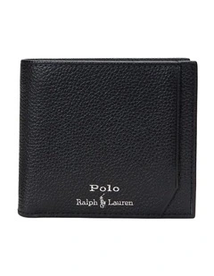 Pebbled Leather Billfold Coin Wallet
