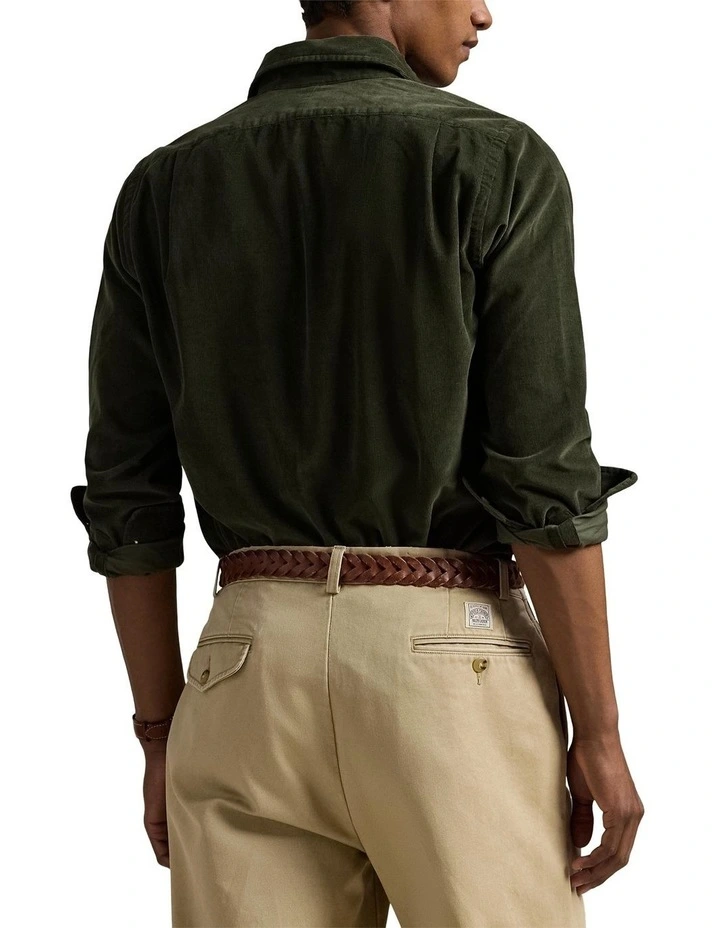 Classic Fit Corduroy Shirt in Green image 2