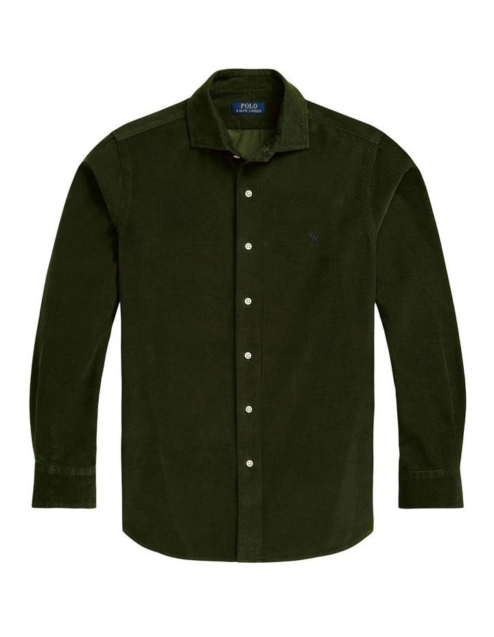 Classic Fit Corduroy Shirt in Green image 4