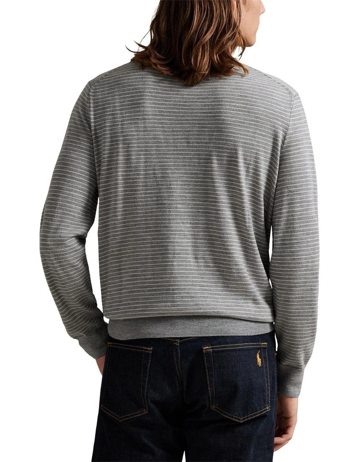 Striped Washable Wool Sweater in Grey image 2