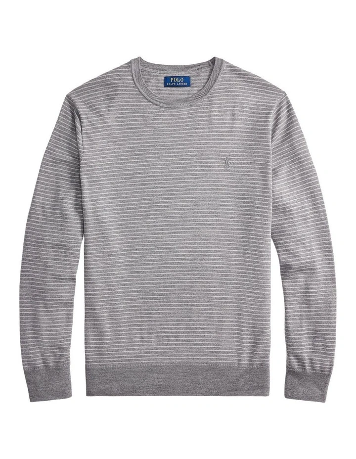 Striped Washable Wool Sweater in Grey image 4