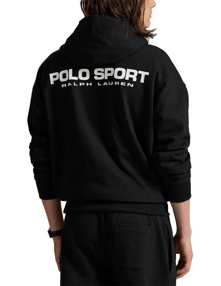 Relaxed Fit Polo Sport Fleece Hoodie in Black image 2