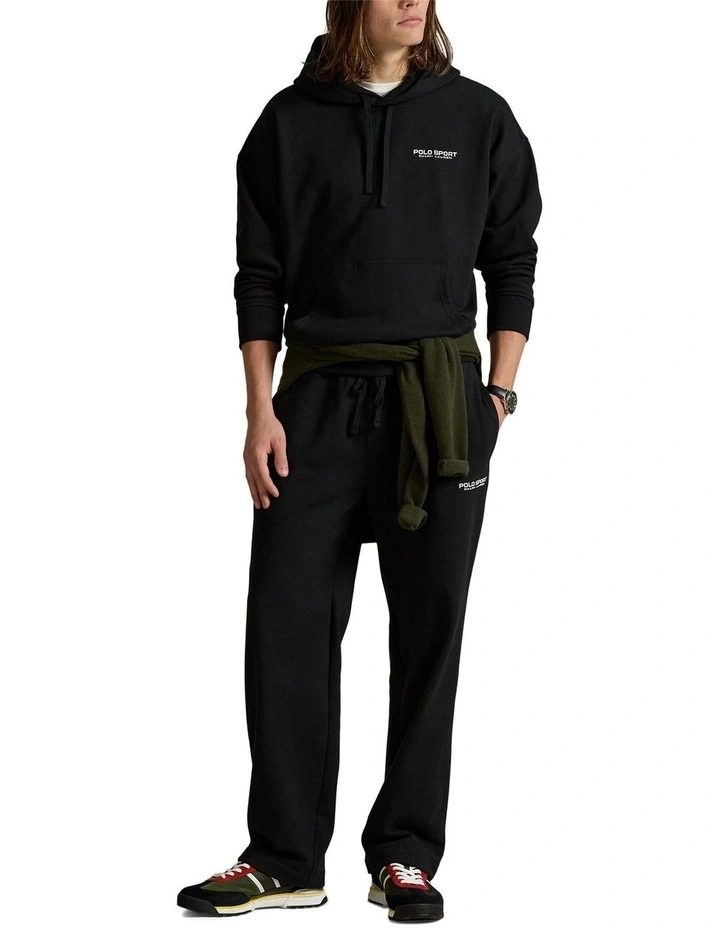 Relaxed Fit Polo Sport Fleece Hoodie in Black image 3