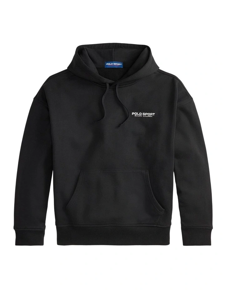 Relaxed Fit Polo Sport Fleece Hoodie in Black image 4