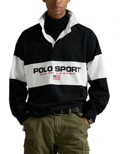 Big Fit Polo Sport Rugby Shirt in Black