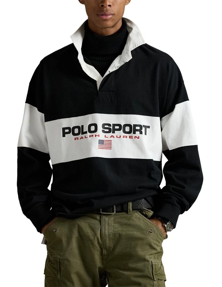 Big Fit Polo Sport Rugby Shirt in Black image 1