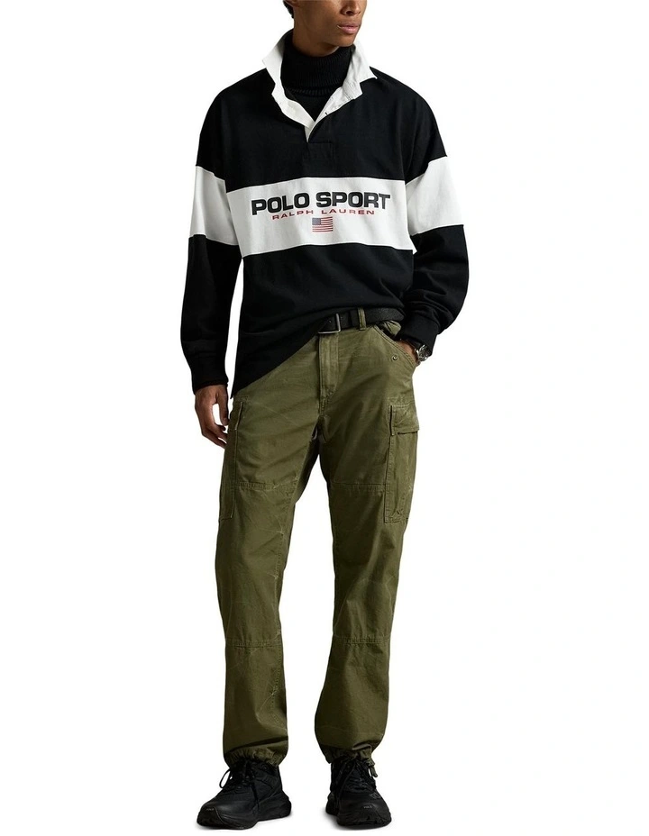 Big Fit Polo Sport Rugby Shirt in Black image 3